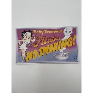 VintageBetty Boop Please No Smoking Wall Sign Embossed Plastic Made in USA  1991